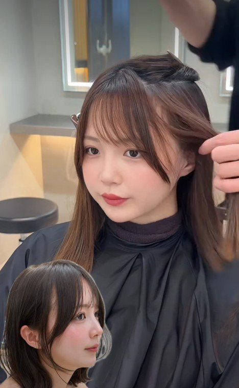 明るいブラウンの髪色のセミロングの女性