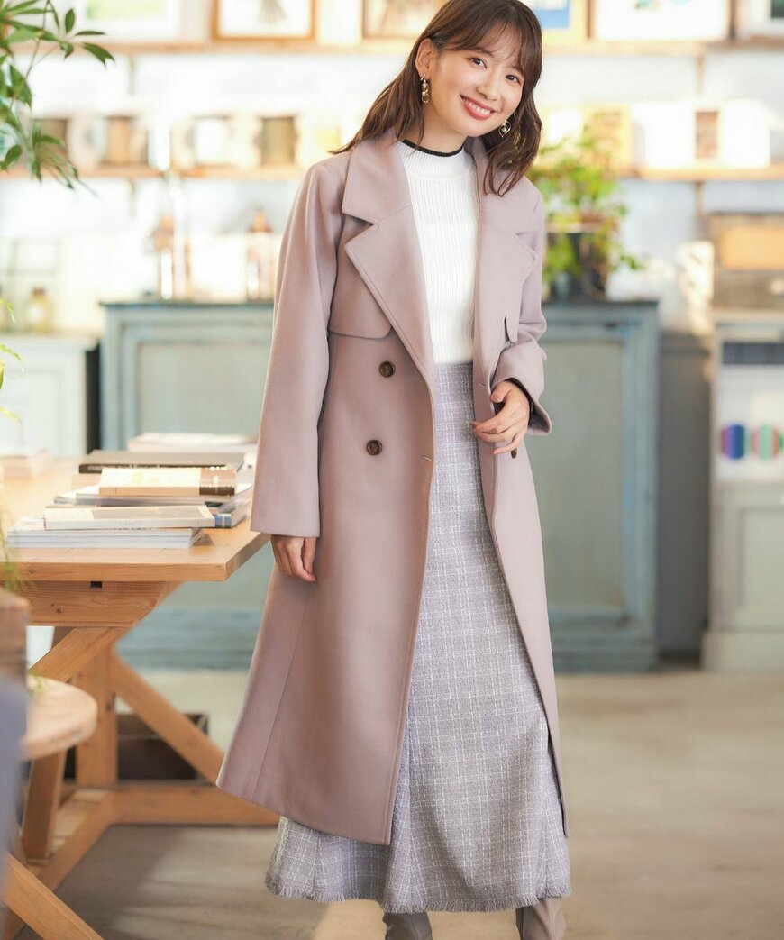 ダブル釦トレンチ風コート