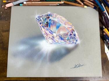 色鉛筆で描いた「ダイヤモンド」 驚愕のクオリティに反響続出 「色鉛筆