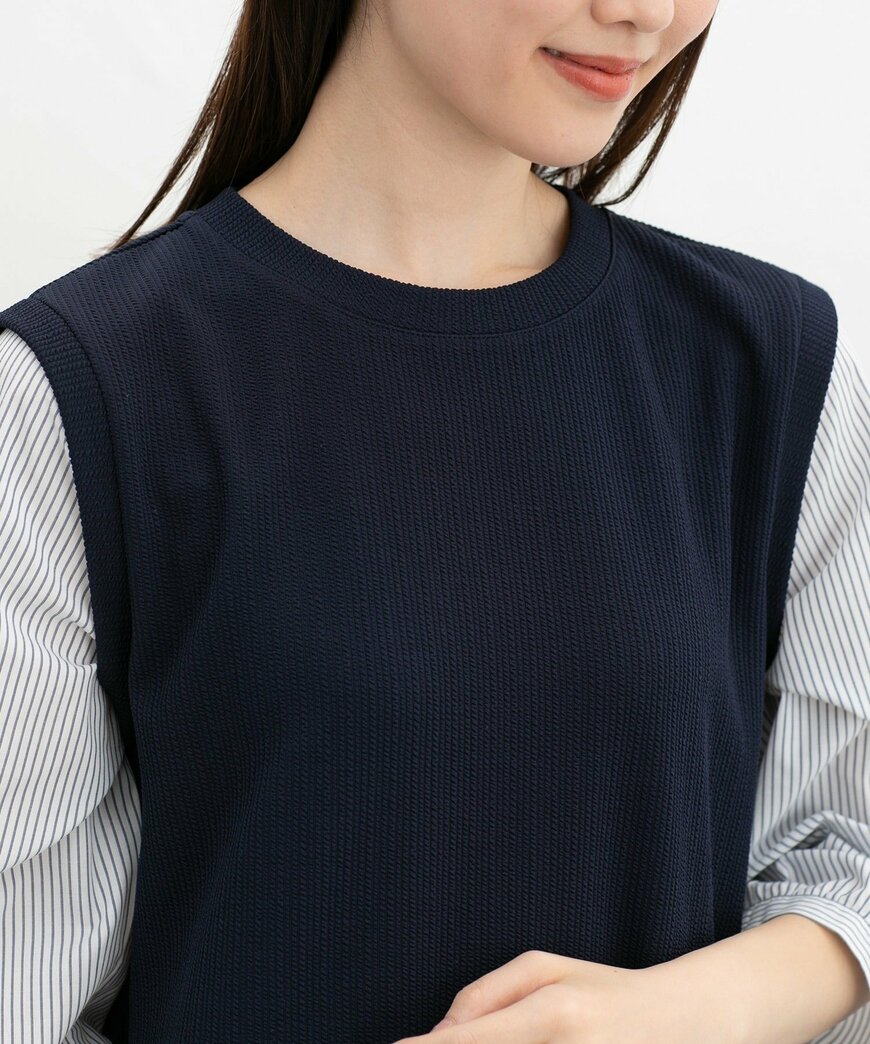 出所：ハニーズ公式　８分袖レイヤード風ワンピ