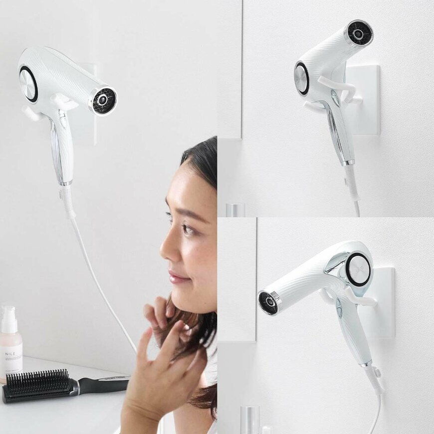 出所：山崎実業公式　ウォール角度調節ドライヤーホルダー タワー 石こうボード壁対応