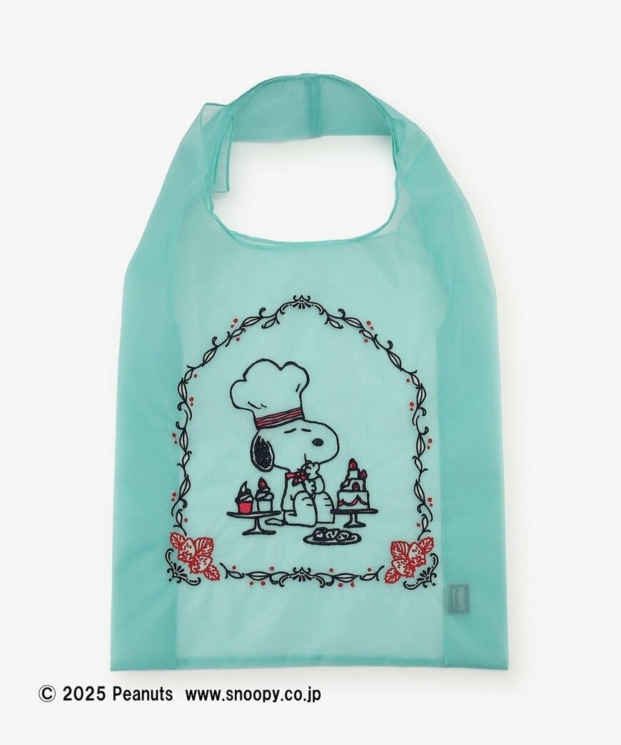 アフタヌーンティー公式　刺繍オーガンジーバッグ/PEANUTS（前）