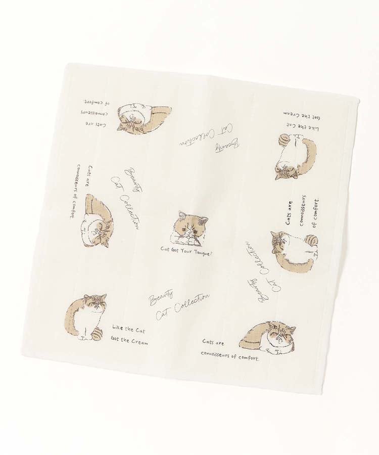 出所：ブルーブルーエ公式　ネコ柄かや生地ふきん