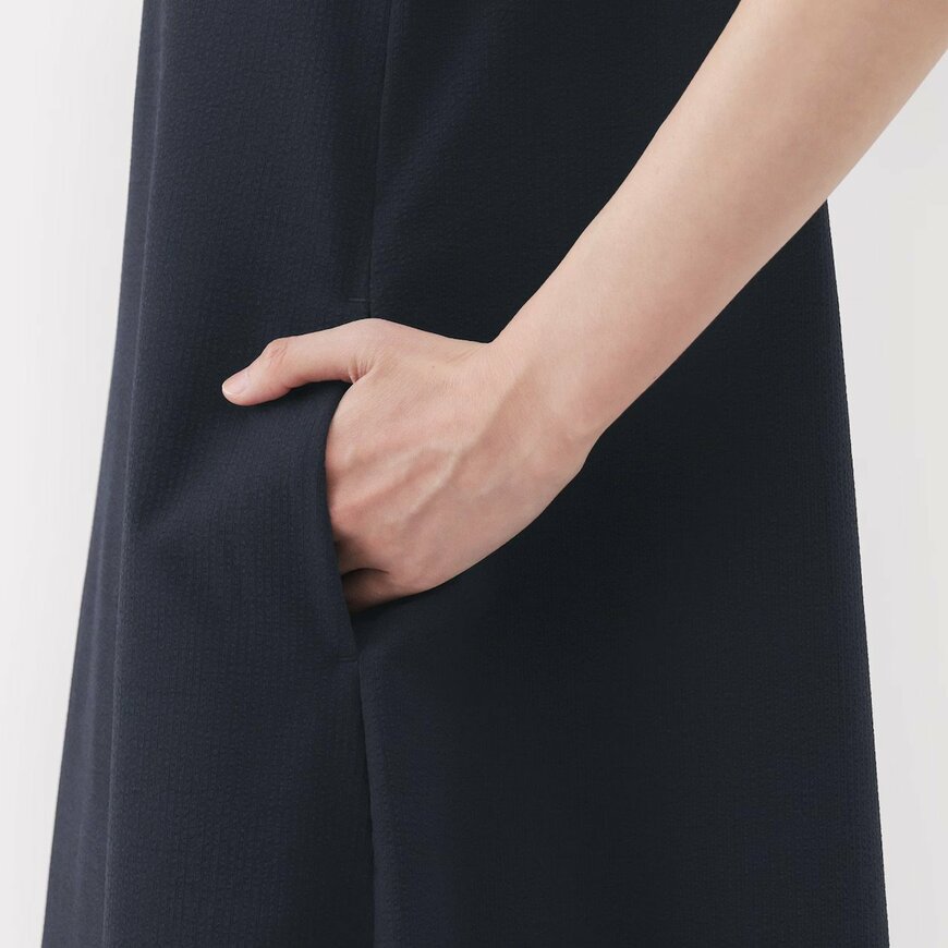 無印良品公式　婦人　風を通す　ストレッチサッカー　スリーブレスワンピース