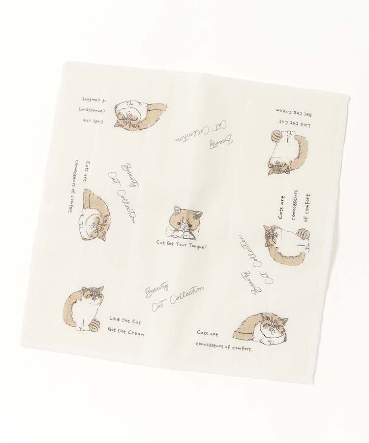 ブルーブルーエ公式 ネコ柄かや生地ふきん 画像