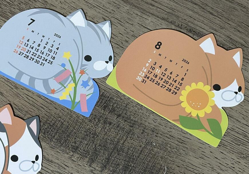 ダイソー、アニマルダイカットカレンダー（ねこ）商品画像