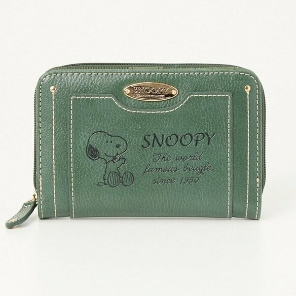 スヌーピーナチュラル合皮ラウンドファスナー折財布 