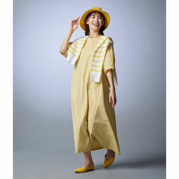 ワークマン公式　レディースドライサイドポケットランタンスリーブワンピース