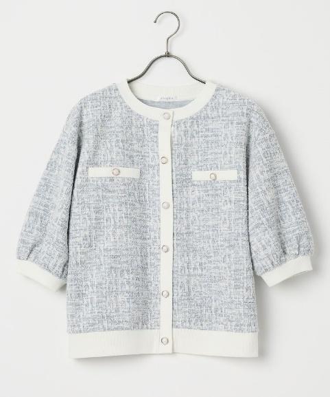 出所：ハニーズ公式通販 6分袖ツイード風カーデ