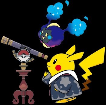 「ポケモン天文台」のビジュアル。天体観測をするピカチュウと宇宙に浮かぶポケモンたちの姿
