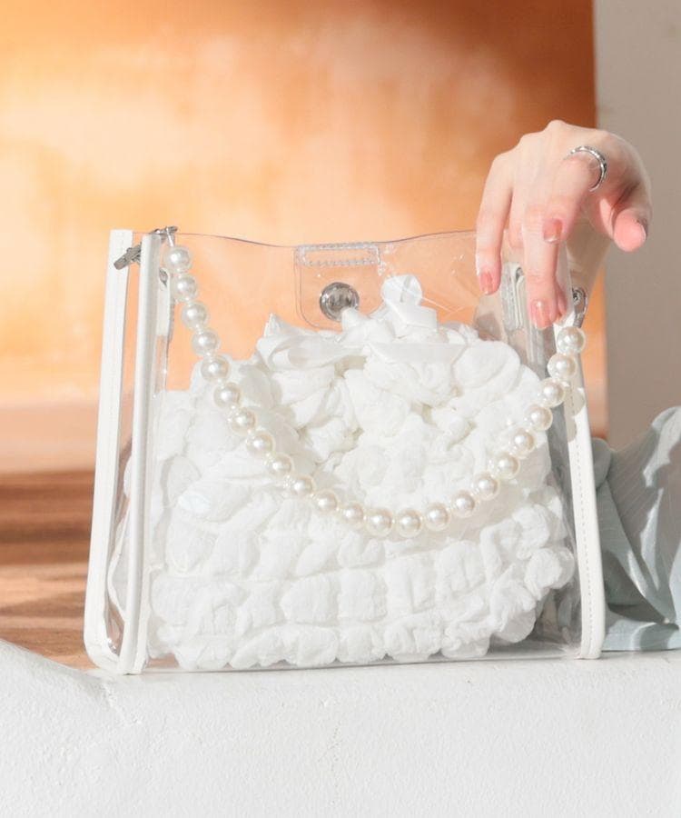 ハニーズ、パール付クリアバッグ画像