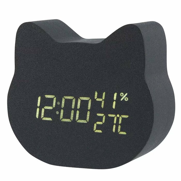 黒猫のオブジェのような「LEDデジタル置き時計(2490円)」