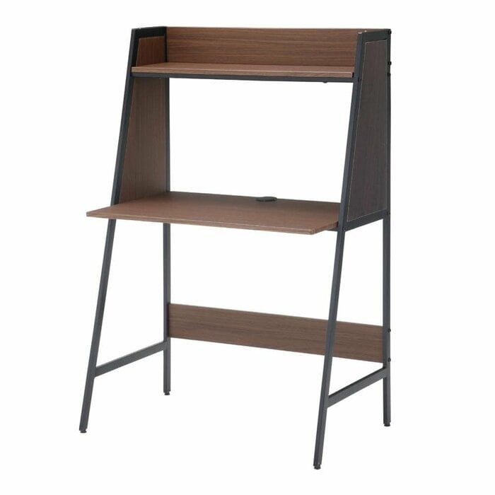 コメリ公式　アテーナライフ　机上棚付きデスク　ブラウン