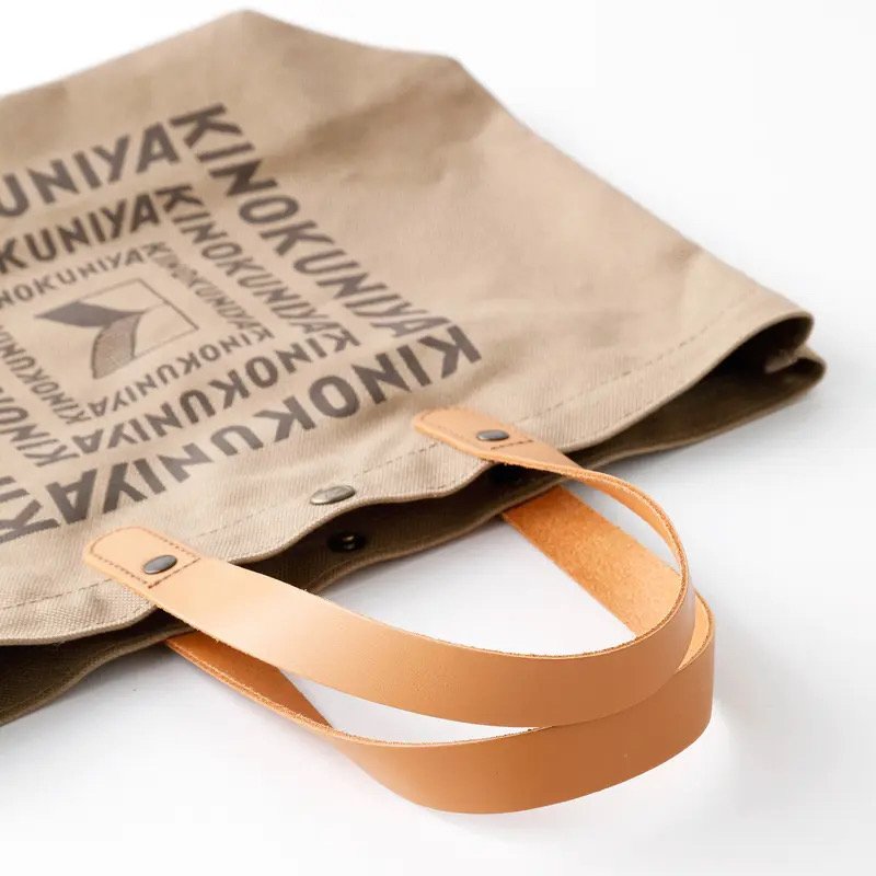 出所：紀ノ国屋公式　レザーハンドルコットンバッグ　モカ