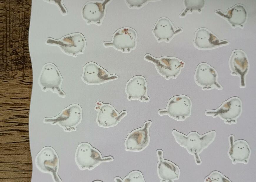 筆者撮影（ダイソー、シール（アニマル、シマエナガ））