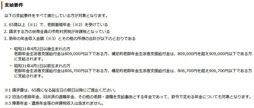 出所：日本年金機構「老齢（補足的老齢）年金生活者支援給付金の概要」