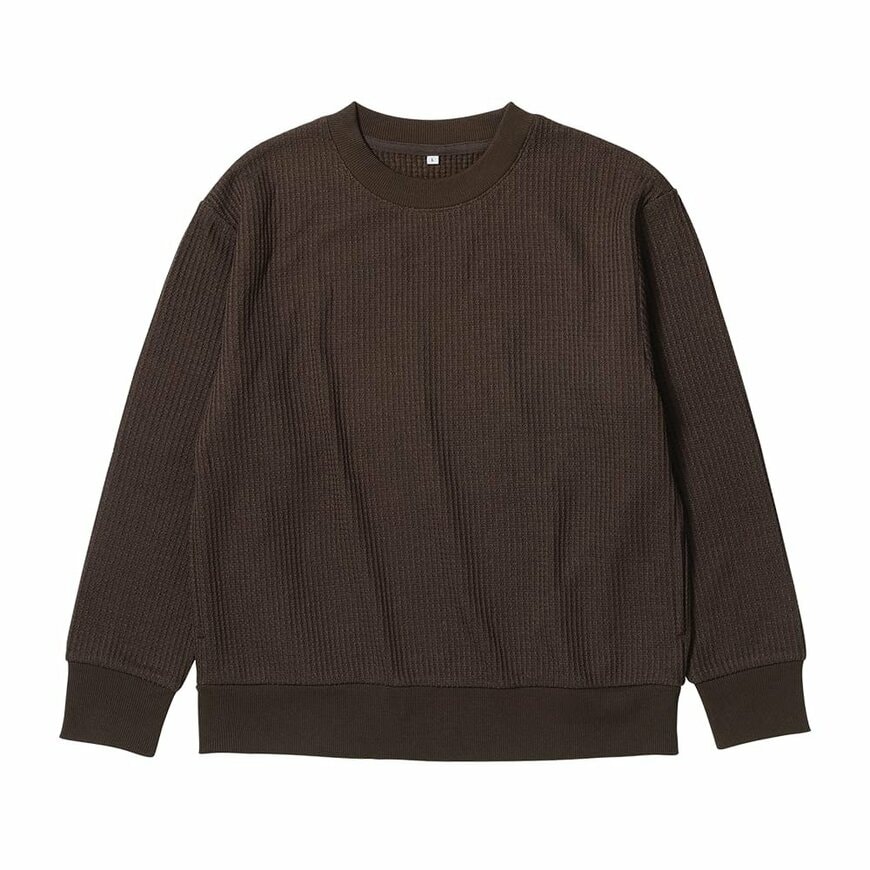 ワークマン公式 レディースウォームワッフルクルーネック(ダークブラン)