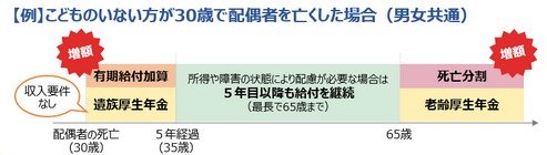 こどものいない方が30歳で配偶者に先立たれた場合(男女共通)