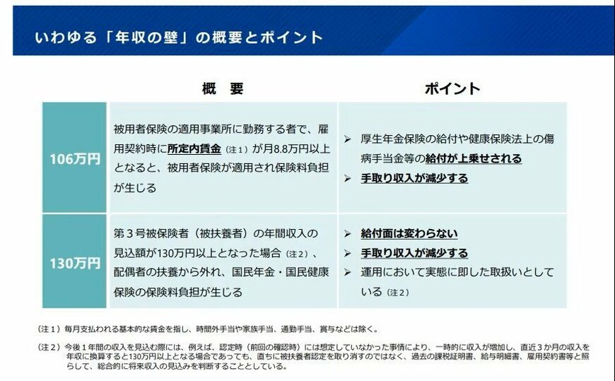 年収の壁の概要とポイント