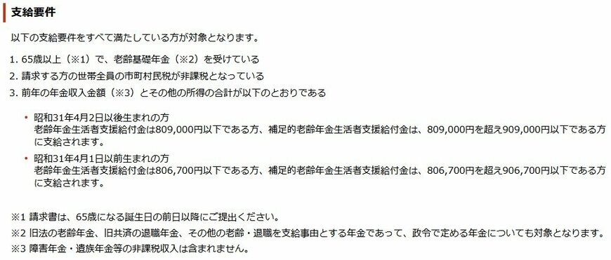 老齢（補足的老齢）年金生活者支援給付金の概要