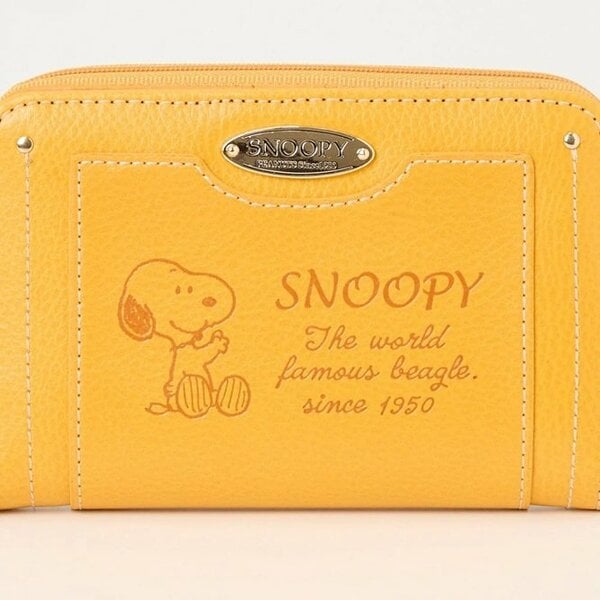 スヌーピーナチュラル合皮ラウンドファスナー折財布 