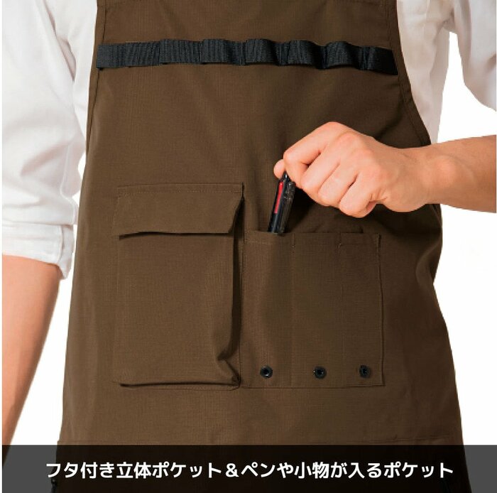 大小様々なポケットが複数あり、作業中も手が自由!