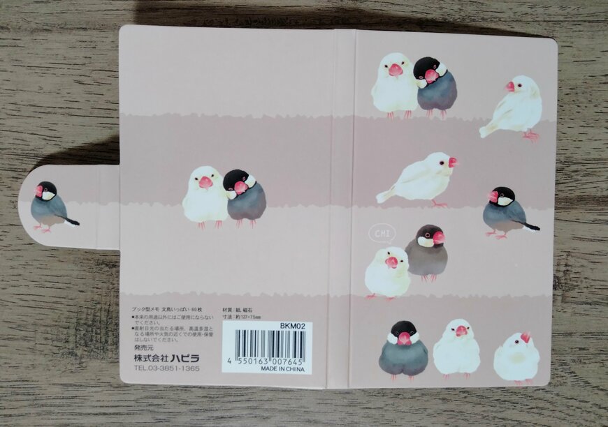 筆者撮影（セリア、ブック型メモ コトリいっぱい）