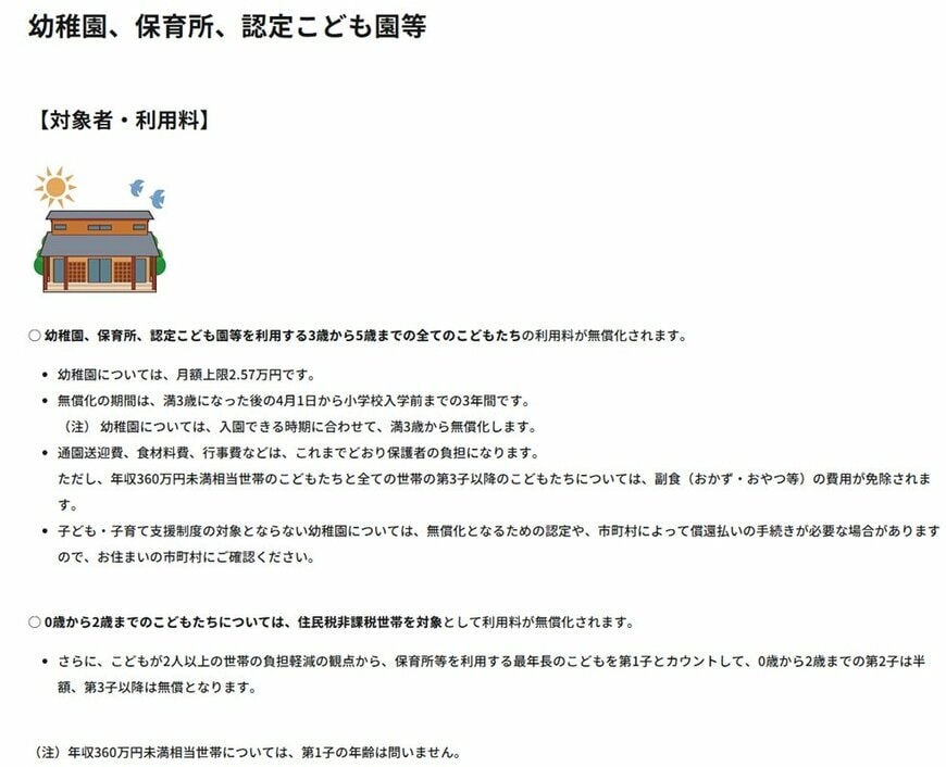 出所：こども家庭庁「幼児教育・保育の無償化概要」