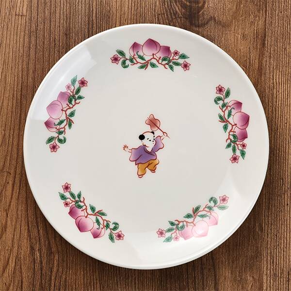 カルディ「桃と唐子のレトロ皿セット」