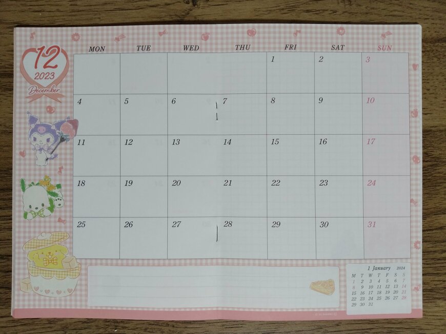 筆者撮影（ダイソー、A5スケジュール帳(サンリオキャラクターズ)）