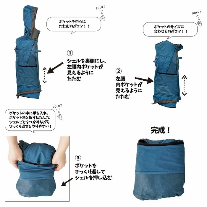 着ない時には左腰の内ポケットへジャケット本体を収納できます