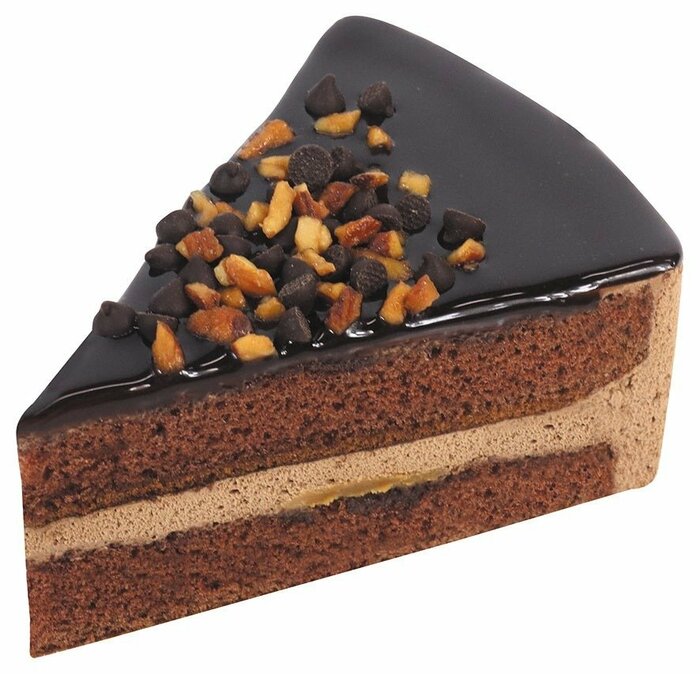 ガナッシュホイップやキャラメルソースを重ねた贅沢なチョコケーキ