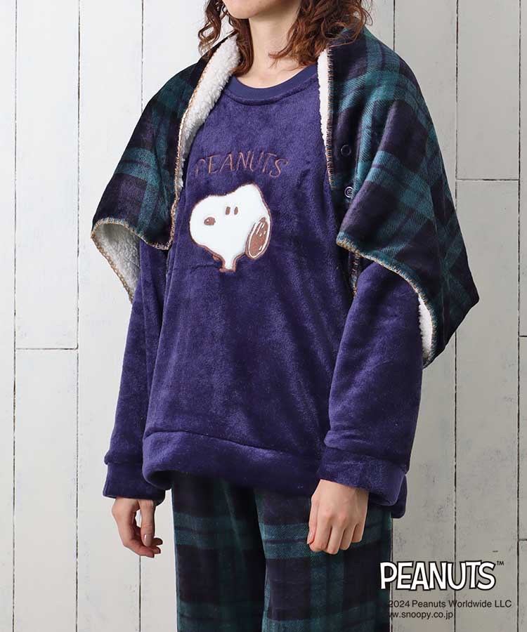 ブルーブルーエ公式 スヌーピーチェック4WAYケープボレロの画像