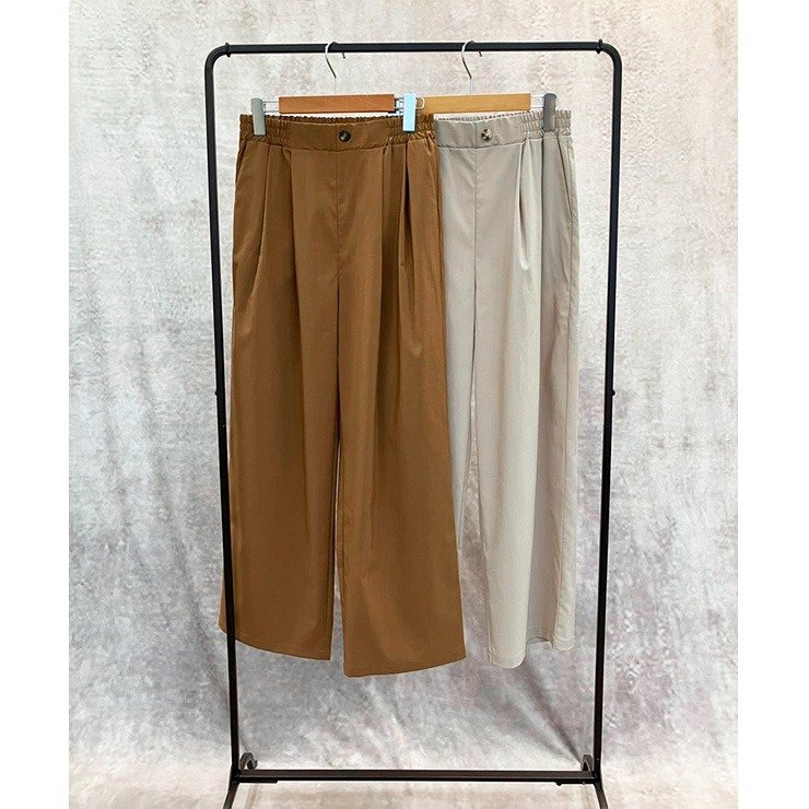 出所：しまむら公式　レディース　麻調ウエストタックイージーパンツ（choco）