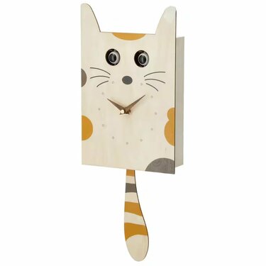 ⭐️アメリカンカントリー雑貨❤️ぷっくり肉球猫(=^・^=)ちゃんの振り子時計 ニトリ新作】猫の目が動く「振り子時計」がかわいいです。2990円の