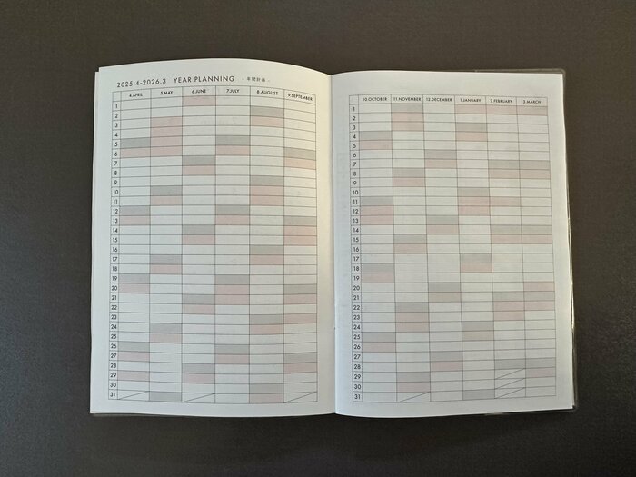 月日単位で予定を記入し、一覧で確認できる