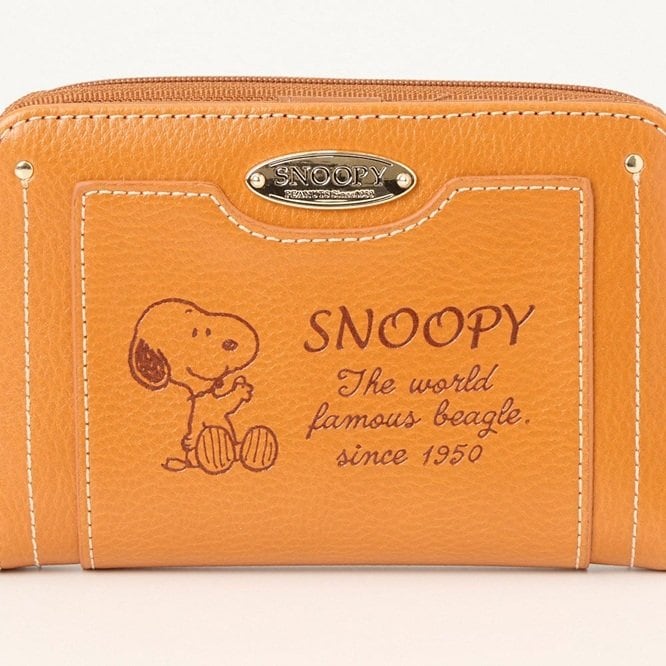 スヌーピーナチュラル合皮ラウンドファスナー折財布 