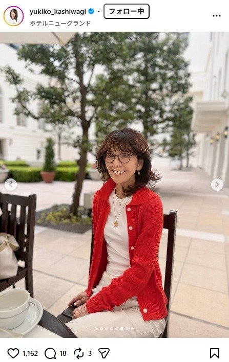 出所：柏木由紀子のInstagram（＠yukiko_kashiwagi）　参照日：2026年4月9日