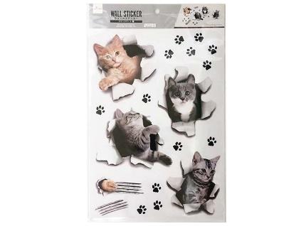 出所：公式通販 ダイソーネットストア ウォールステッカー（トリックアート、アニマル、猫）