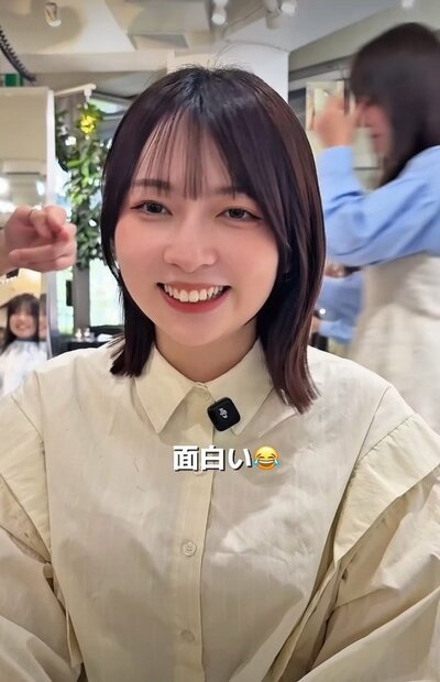 「切りっぱなしボブ」で軽やかな雰囲気に
