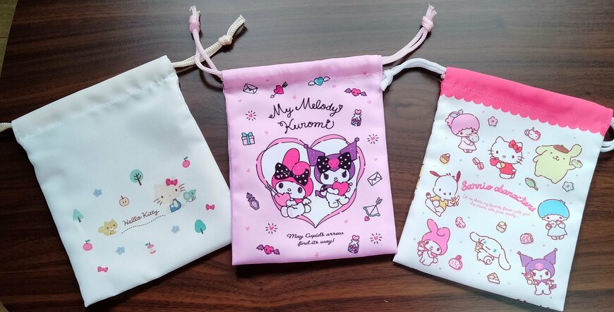 筆者撮影（セリア、ミニ巾着K/T・セリア、ミニ巾着M/M・セリア、ミニ巾着M/X）