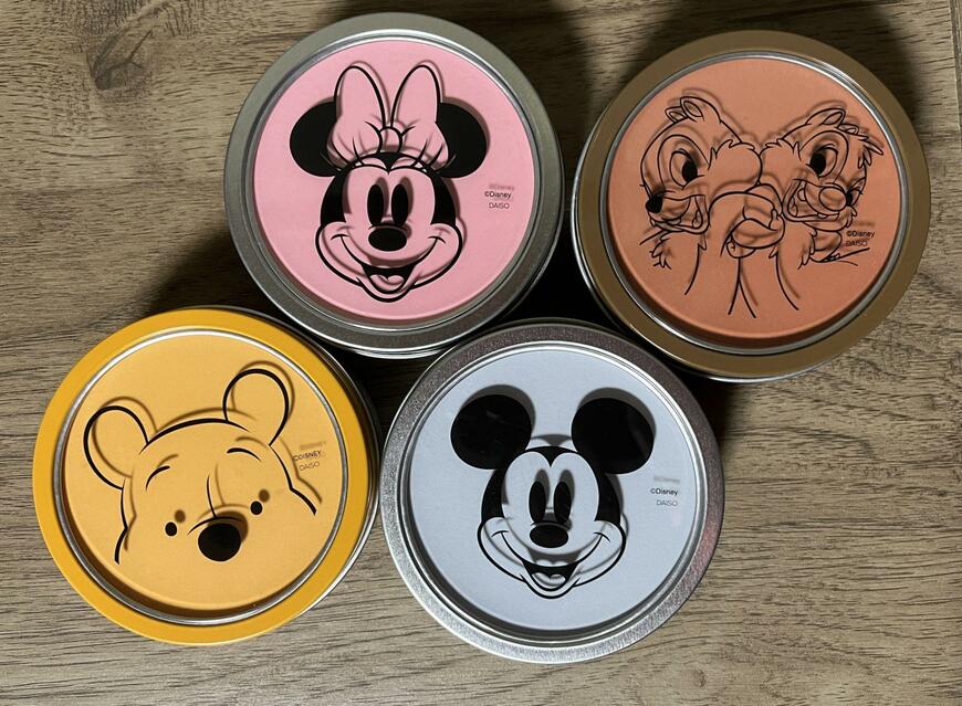 ダイソー、マグネット丸ケース(ミッキー・ミニー・チップ&デール・くまのプーさん)