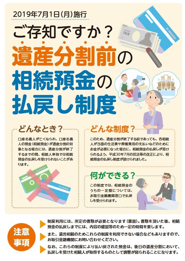 ご存知ですか?遺産分割前の相続預金の払戻し制度