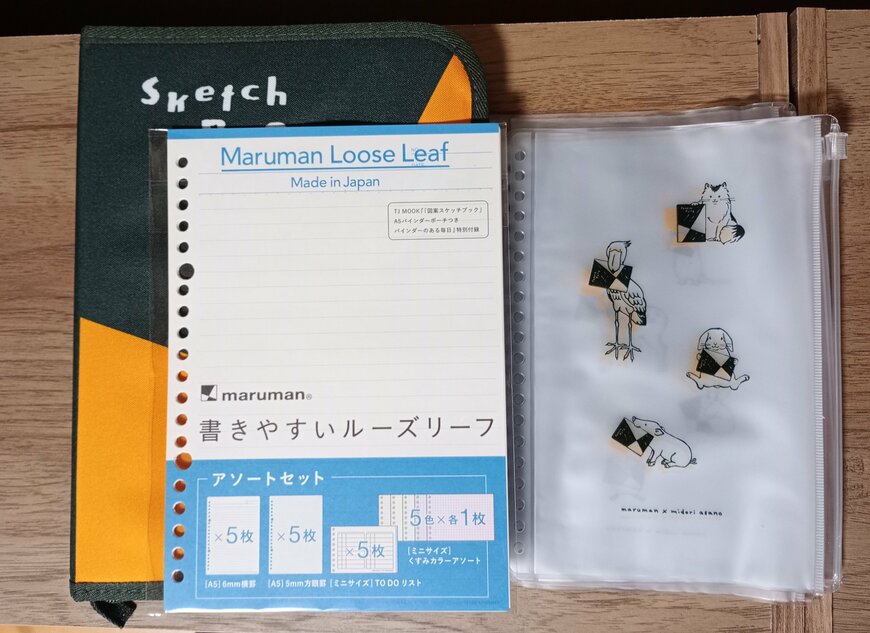 筆者撮影（宝島社、『「図案スケッチブック」A5バインダーポーチつき バインダーのある毎日』）