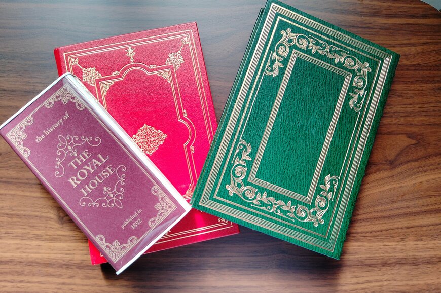 筆者撮影（ダイソー　お札が入れられる貯金箱（ブック柄）180×90×30mm）