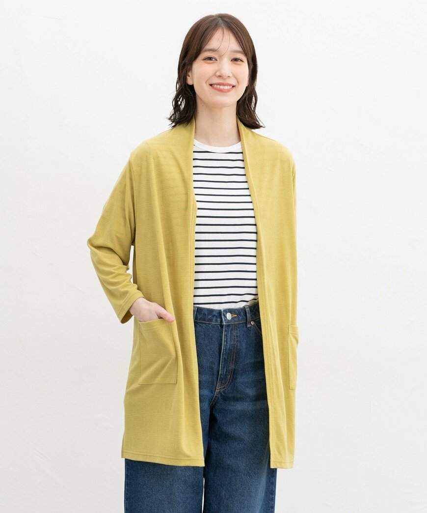 ハニーズ公式 8分袖ロングトッパーカーデ(縦ライン)