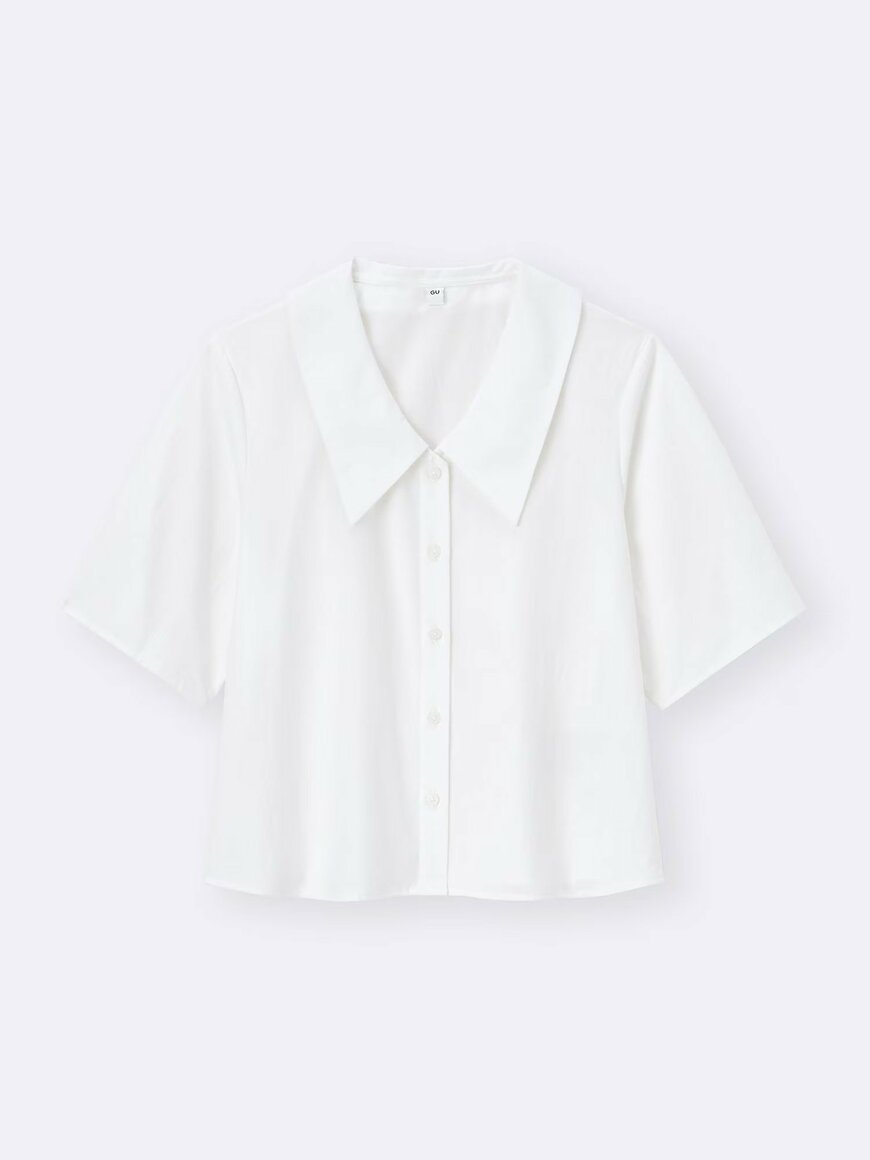 GU公式　ビッグカラーブラウス（5分袖）の画像