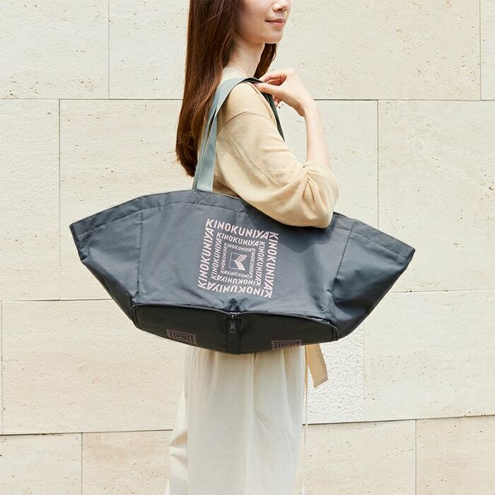 折りたためる保冷カゴバッグ　グレー