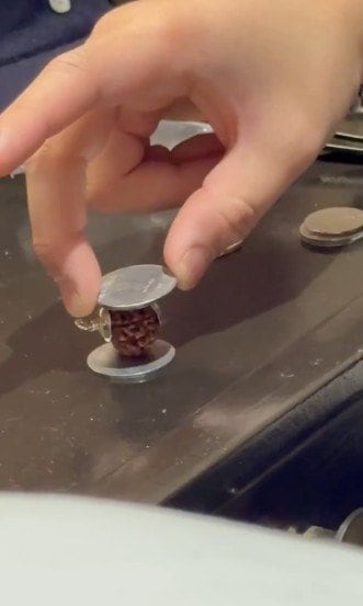 コインで回転するルドラクシャの実