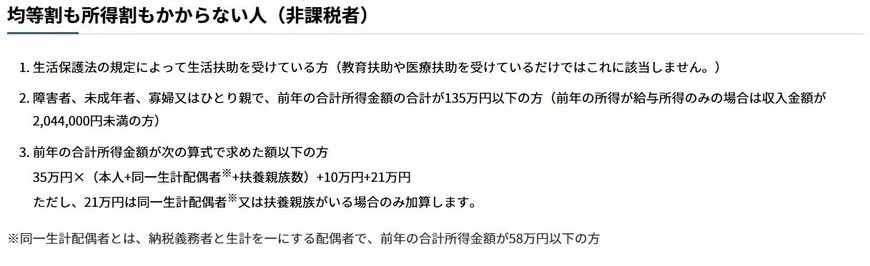 住民税（市県民税）が課税されない所得額はいくらですか？